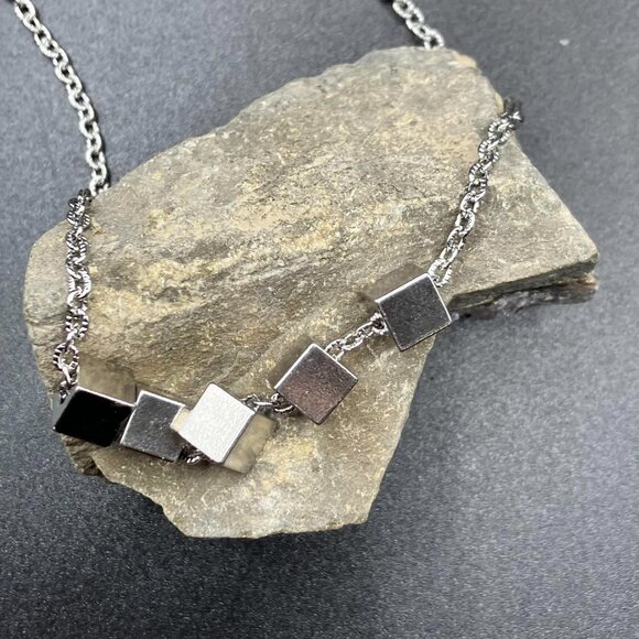Stainless Steel SQUARE Cube Necklace Waterproof Brand New 18 or 20 inches long - Picture 3 of 9